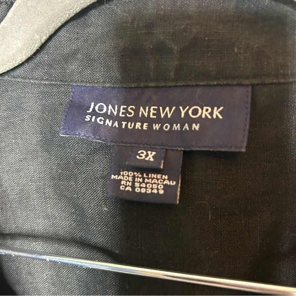 Jones New York Black Linen Button Down Shirt with Eyelet Detail Size 3X - Picture 6 of 6